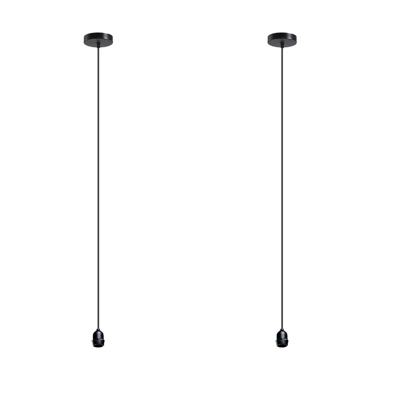 E27 Pendelleuchte IP44 Lampenfassung Schwarz Metall 2 m PVC-Kabel~3918
