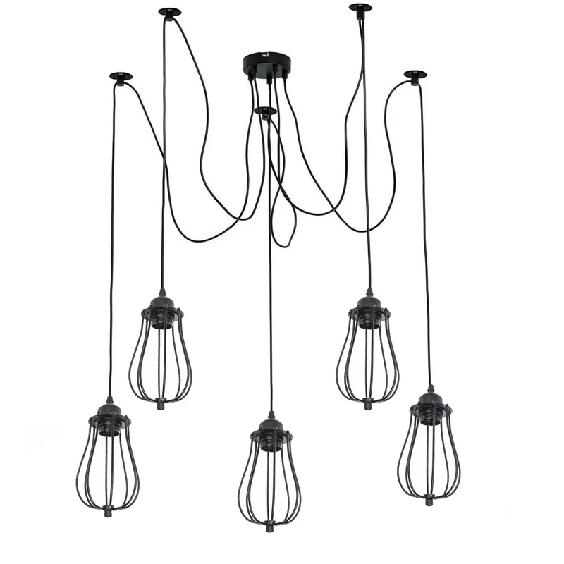 Industriële Spinlamp E27 Matzwart met Katrolsysteem 1–6~3914