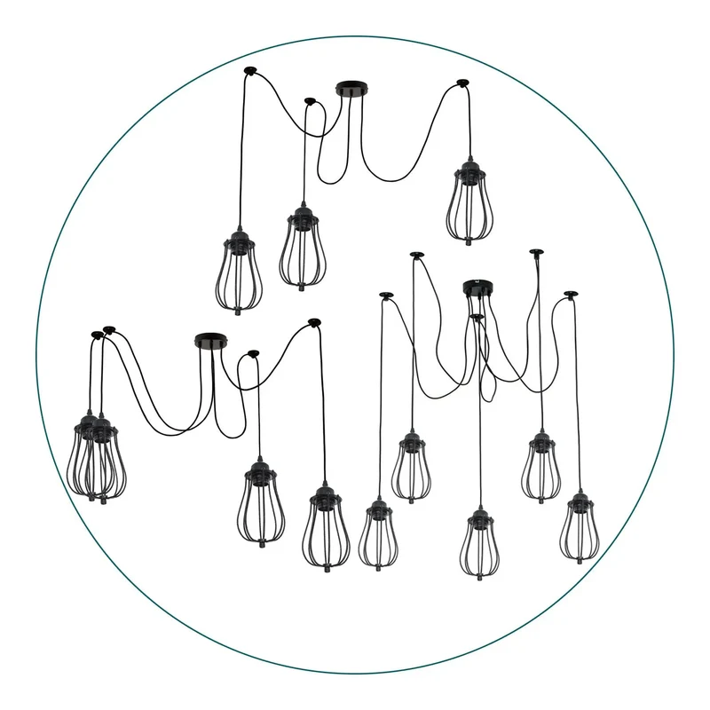Industriële Spinlamp E27 Matzwart met Katrolsysteem 1–6~3914