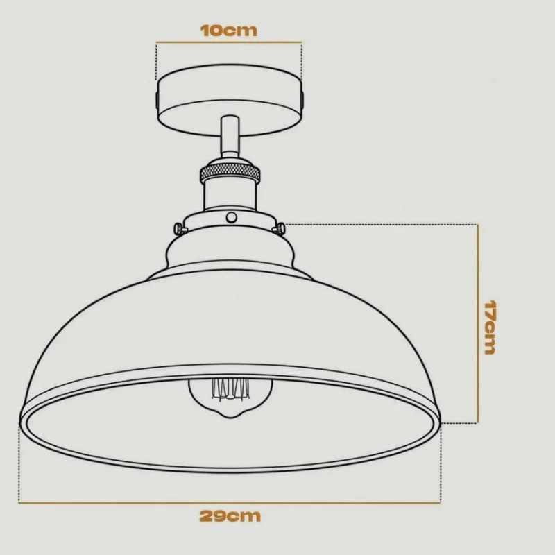 Vintage Metall Semi Flush Deckenleuchte E27 Flur LEDSONE ~3883