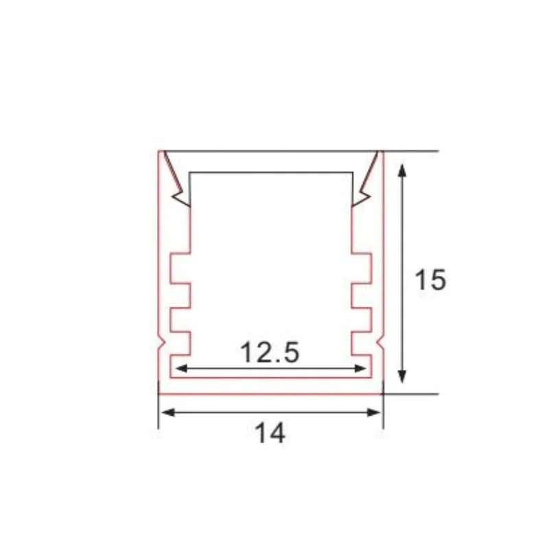 2m Aluminium LED-Profil 14*15mm