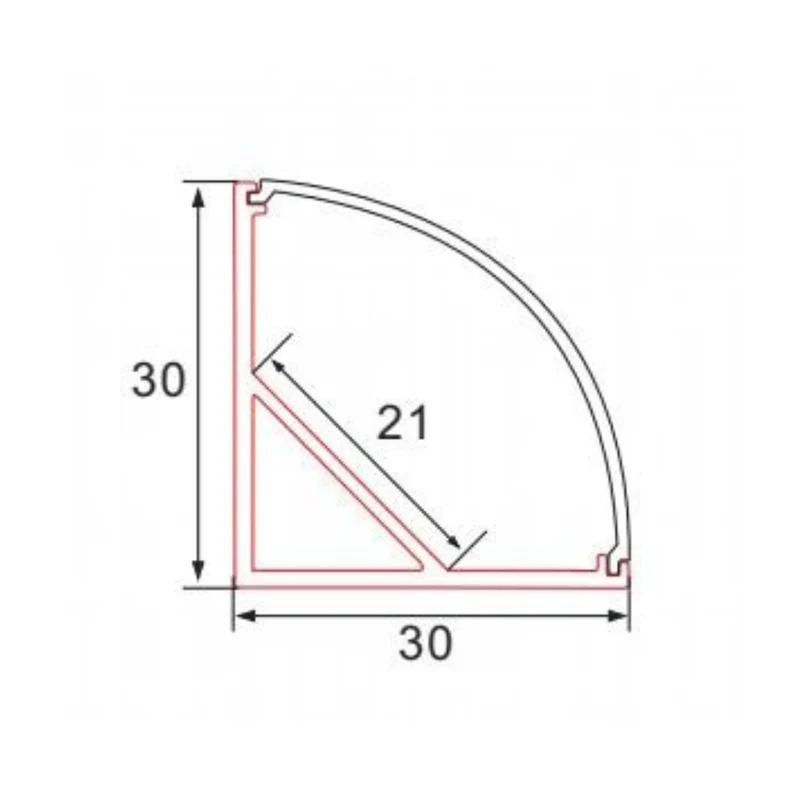 Breites 2m Aluminium LED-Eckprofil mit runder Abdeckung