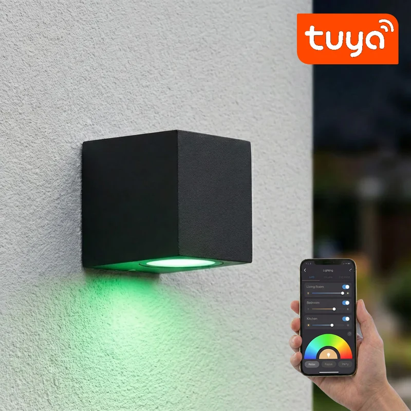 Intelligente LED-Wandleuchte | Tuya / WLAN | San Diego | Leuchtmittel inklusive | Schwarz
