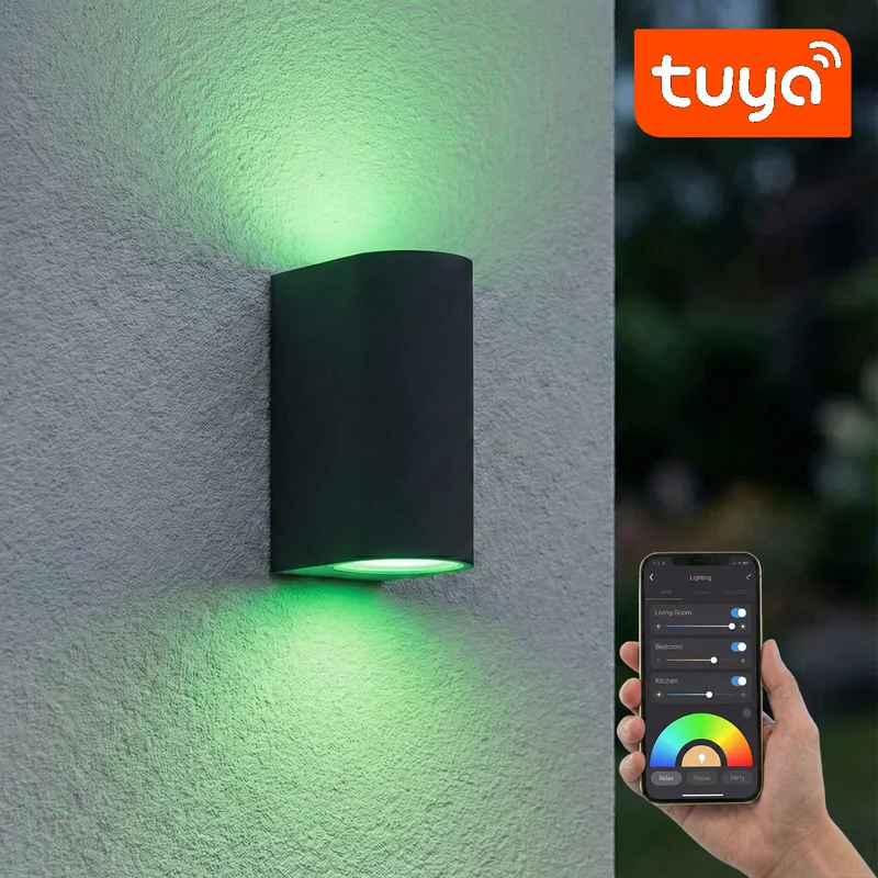 Intelligente LED-Wandleuchte | Tuya / WLAN | Santa Barbara | Inkl. 2 Leuchtmittel | Anthrazit
