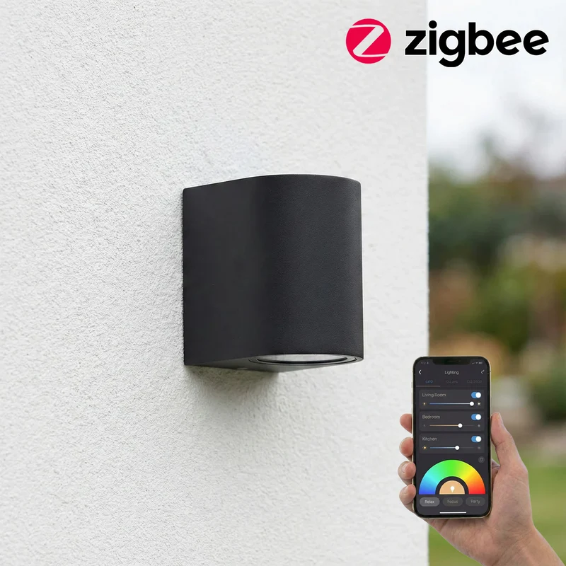 Intelligente LED-Wandleuchte | Zigbee | Sacramento | Leuchtmittel inklusive | Hue-kompatibel | Schwarz