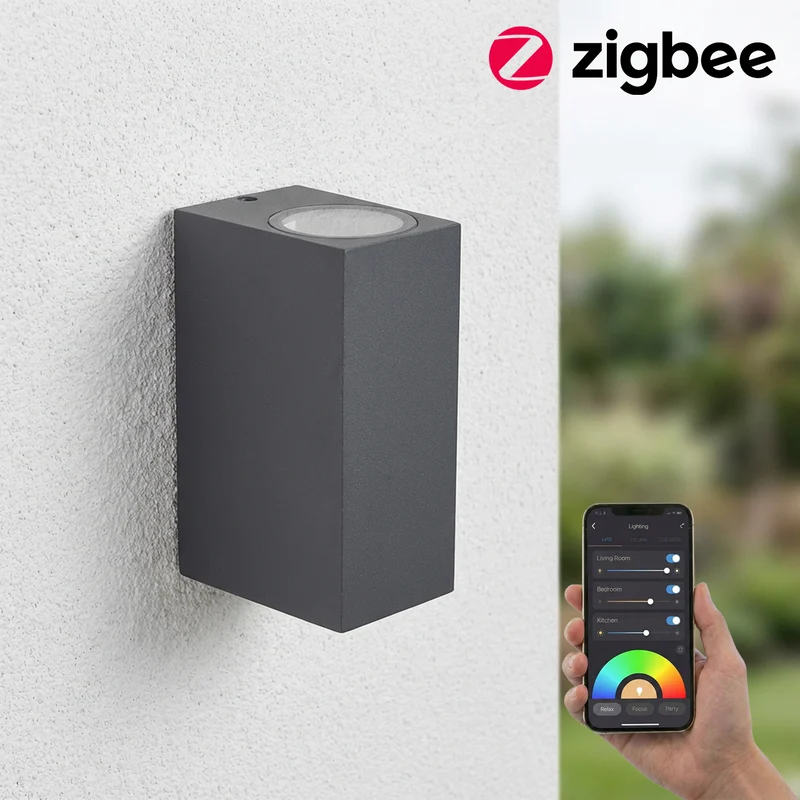 Intelligente LED-Wandleuchte | Zigbee | San Francisco | Inkl. 2 Leuchtmittel | Hue-kompatibel | Anthrazit