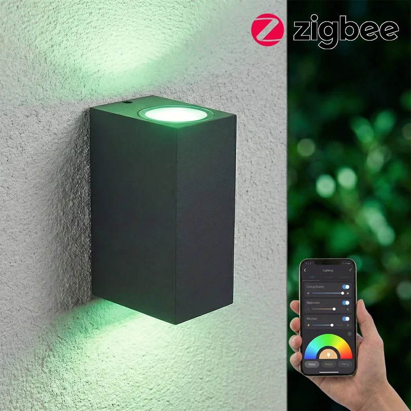 Intelligente LED-Wandleuchte | Zigbee | San Francisco | Inkl. 2 Leuchtmittel | Hue-kompatibel | Anthrazit