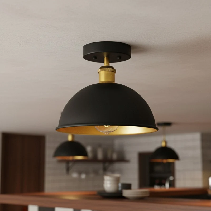Industrie Deckenleuchte Vintage E27 Halb Unterputz Lampe ~3944