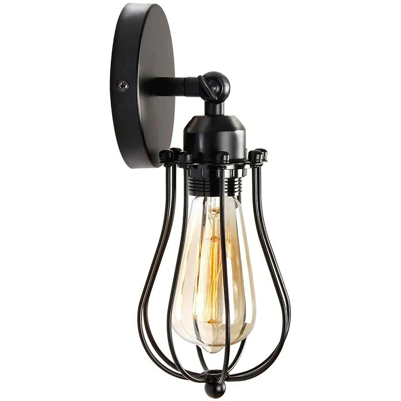 Vintage Wandleuchte E27 Industrie Wandlampe Drahtkorb ~3818