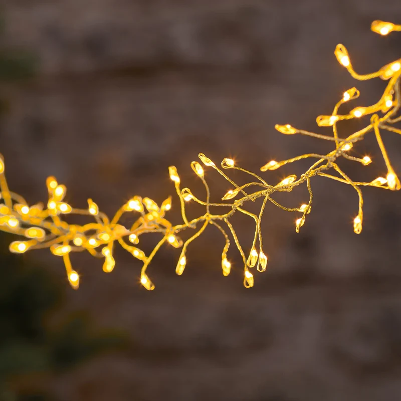 10m goldene LED-Cluster-Lichterkette mit 1200 Mikro-LEDs für den Außenbereich