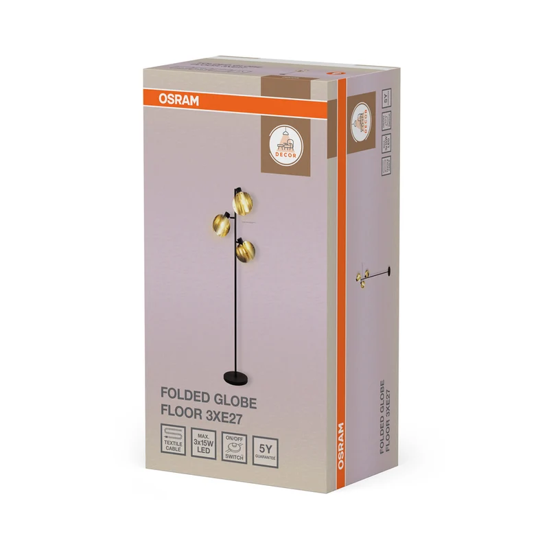 OSRAM DECOR Folded Globe Stehleuchte 3xE27 Gold