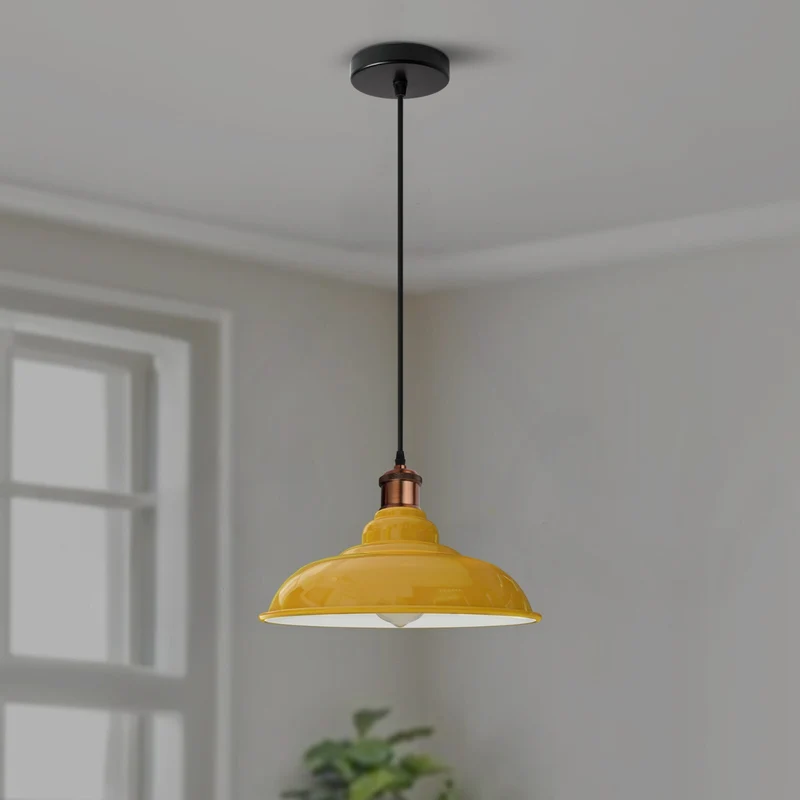 Hängelampe im Emaille Look – Vintage Industrie Pendelleuchte | Ø32cm | E27 ~3984