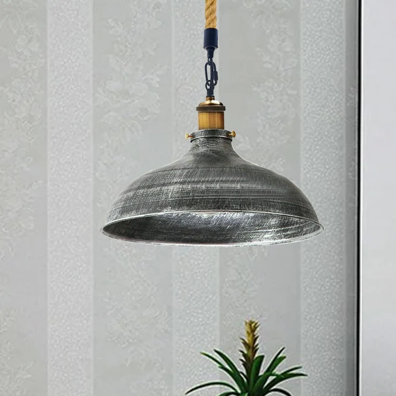 Vintage Pendelleuchte Ø 36cm mit rustikalem Hanfseil ~3804
