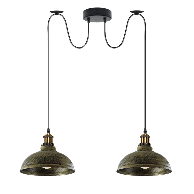2m moderne industrielle Spinnen-Pendelleuchte 2-flammige Hängelampe E27 ~3794