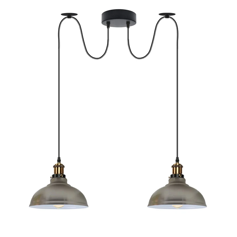 2m moderne industrielle Spinnen-Pendelleuchte 2-flammige Hängelampe E27 ~3794