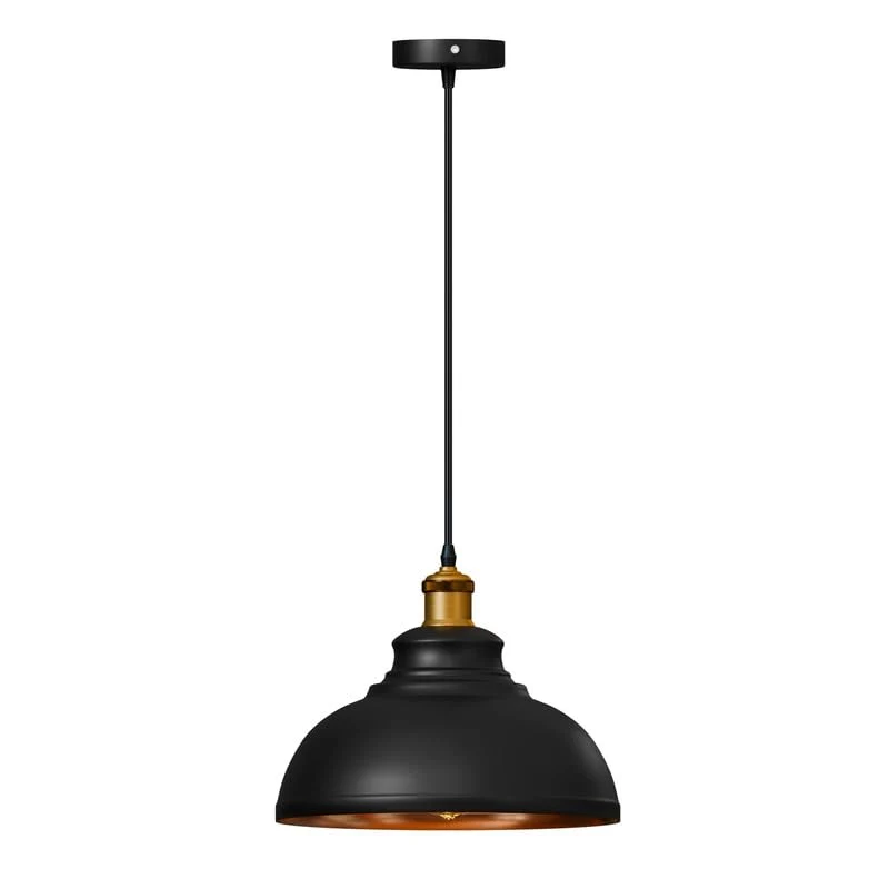 Retro Pendelleuchte E27 Schwarz & Gold Industrial ~3797