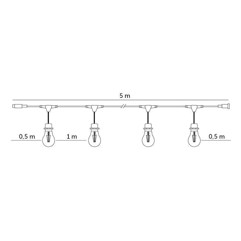 Komplette Lichterkette mit 20 Lampenschirmen | 20 Meter | Muschelform | Verkettbar | E27 | Inkl. 1-W-Glühbirnen