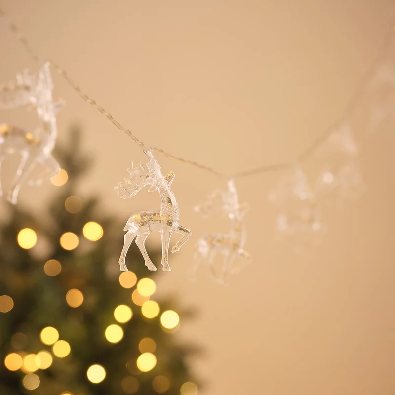 Batteriebetriebene Rentier-Lichterkette mit 20 warmweißen LEDs