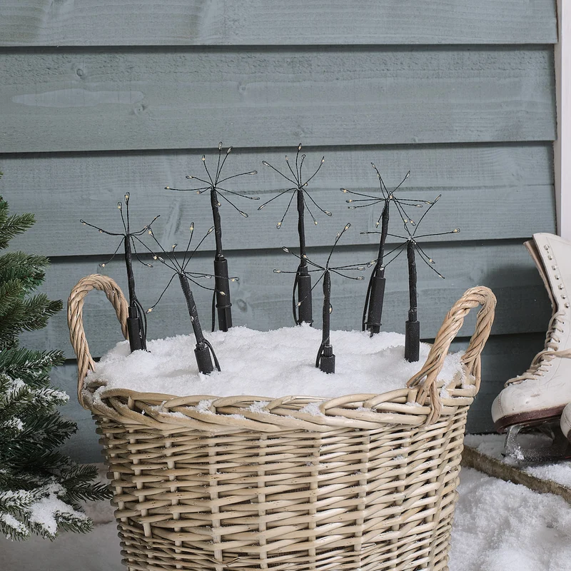 10er-Set warmweiße LED-Gartenstecker "Feuerwerk" mit 100 Mikro-LEDs