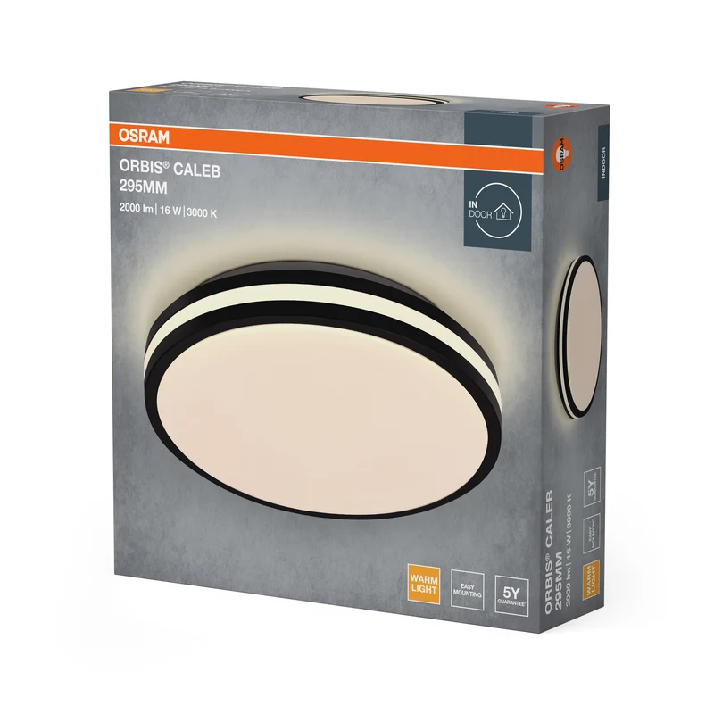 OSRAM Orbis Caleb Deckenleuchte, 295 mm, 16W, 3000K, Warmweiß, Schwarz
