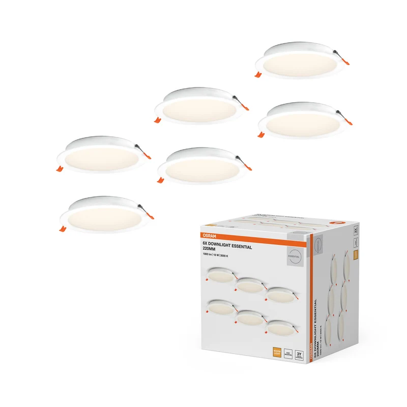 OSRAM Essential Downlights Einbaustrahler Set 220 mm 18W Weiß ⌀200 mm