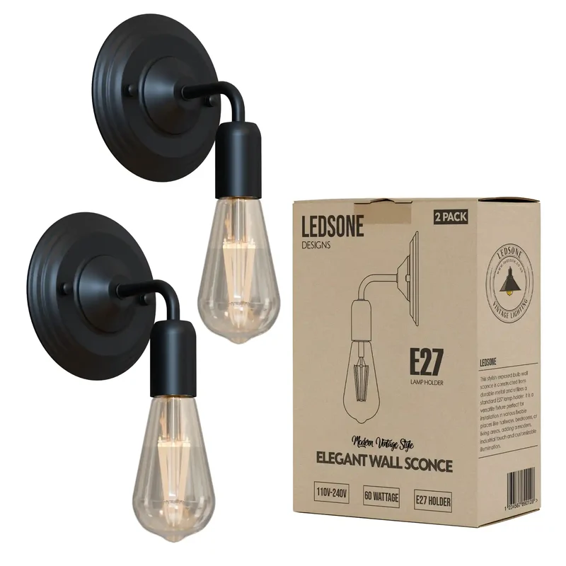 Industrielle Wandleuchte Innen E27 Fassung Retro Metall~3431