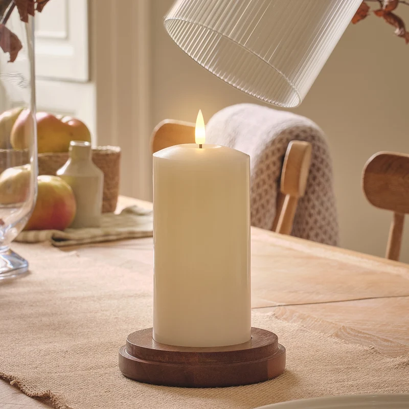 2er Set TruGlow® LED-Windlichter aus geriffeltem Glas mit Fernbedienung