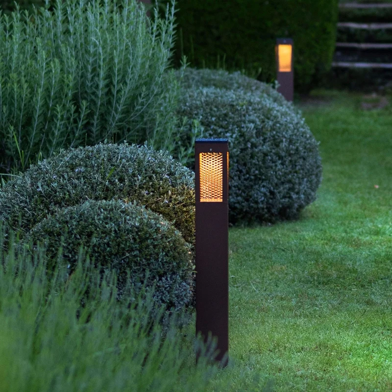 Les Jardins Solar-Wegeleuchte Tradition H 90cm Corten aus Aluminium