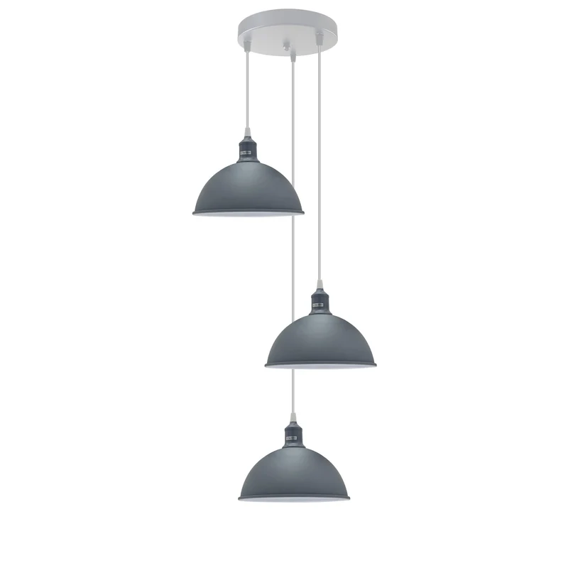 3 Flammige Farben Pendelleuchte Metall Halbkugel Cluster E27 - Ø 21cm ~3707