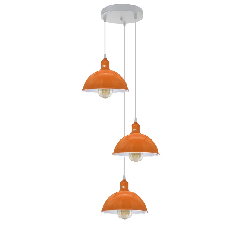 3 Flammige Farben Pendelleuchte Metall Halbkugel Cluster E27 - Ø 21cm ~3707