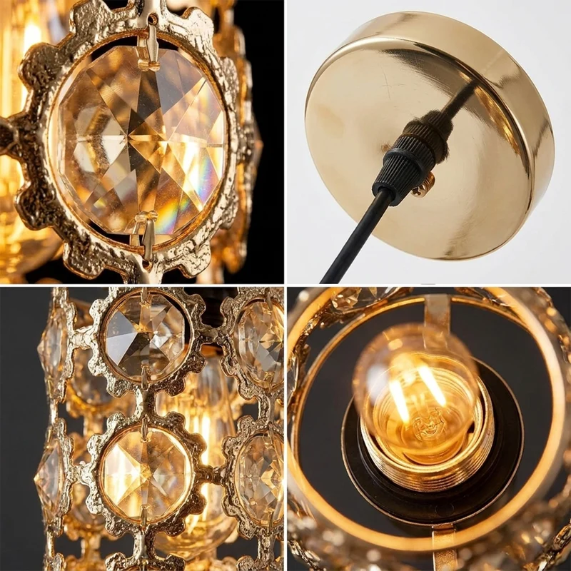 Kristall-Pendelleuchte, French Gold, E27 Vintage Hängelampe~3721