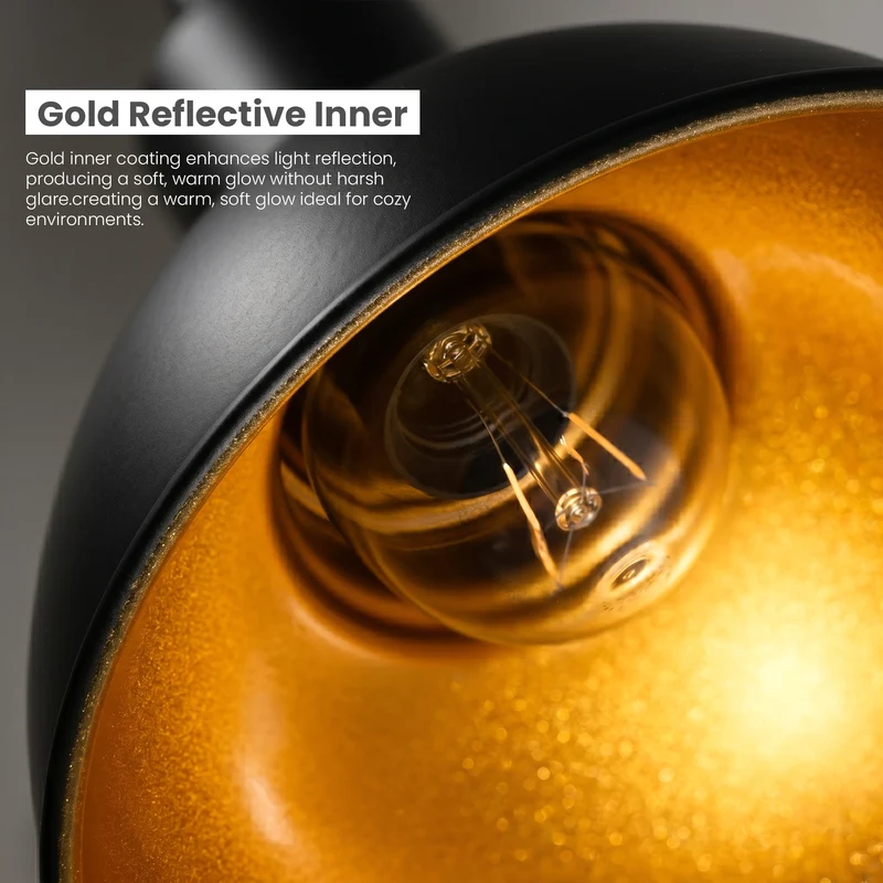 Industrie Hängelampe Schwarz Gold | Küche Esstisch Leuchten (1er/3er Set)~3725