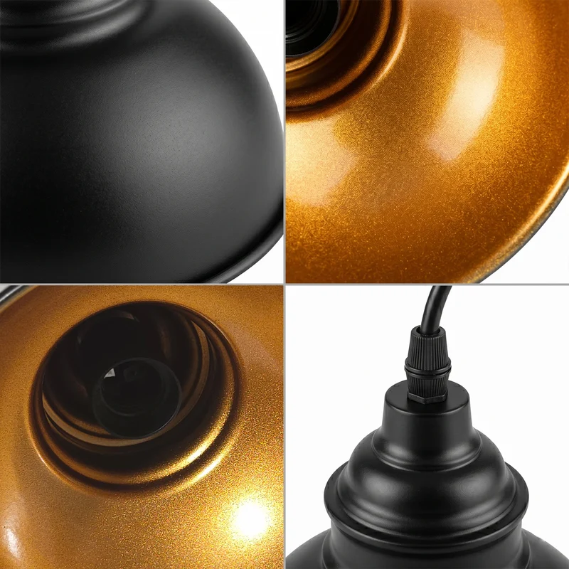 Industrie Hängelampe Schwarz Gold | Küche Esstisch Leuchten (1er/3er Set)~3725