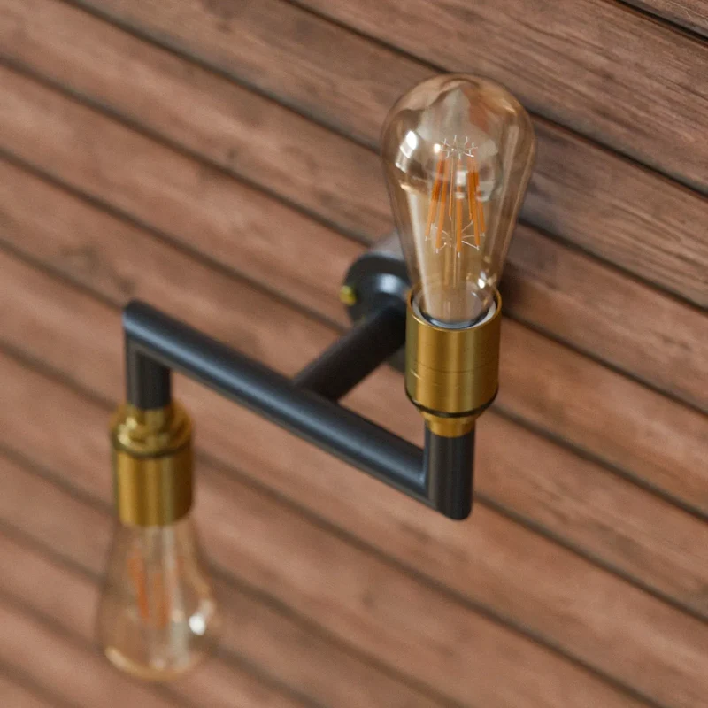 Industrie 2-fach Leerrohr Decken Wandlampe Schwarz 2-im1 Kombi Leuchte E27 ~3748