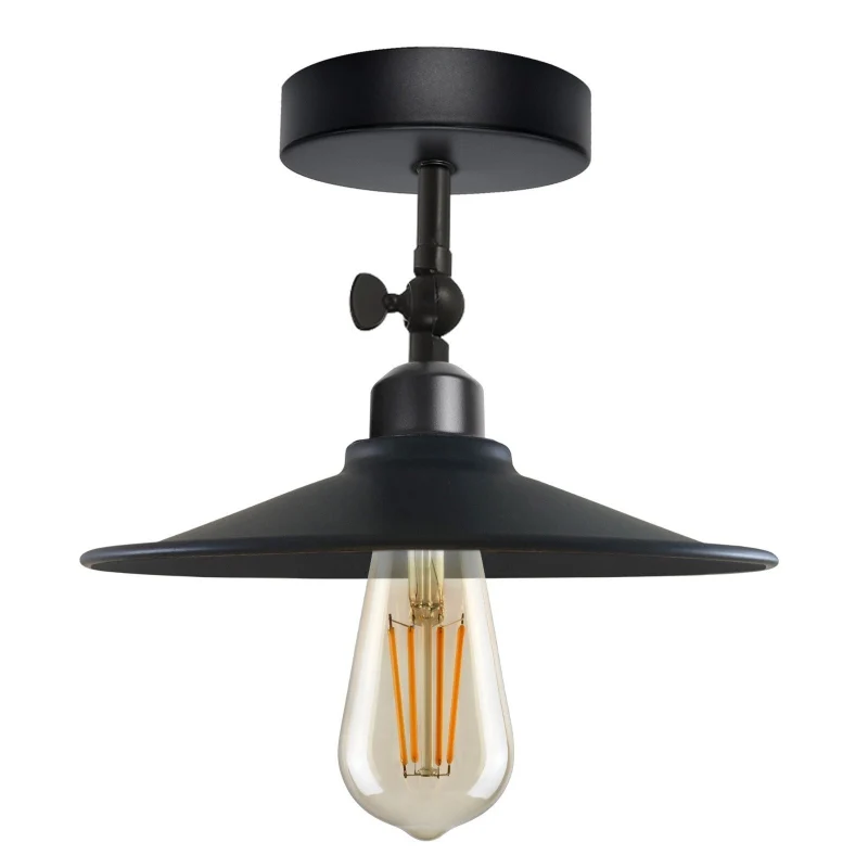 Industrial Flush Mount Deckenlampe Schwarz Retro Metall ~3727