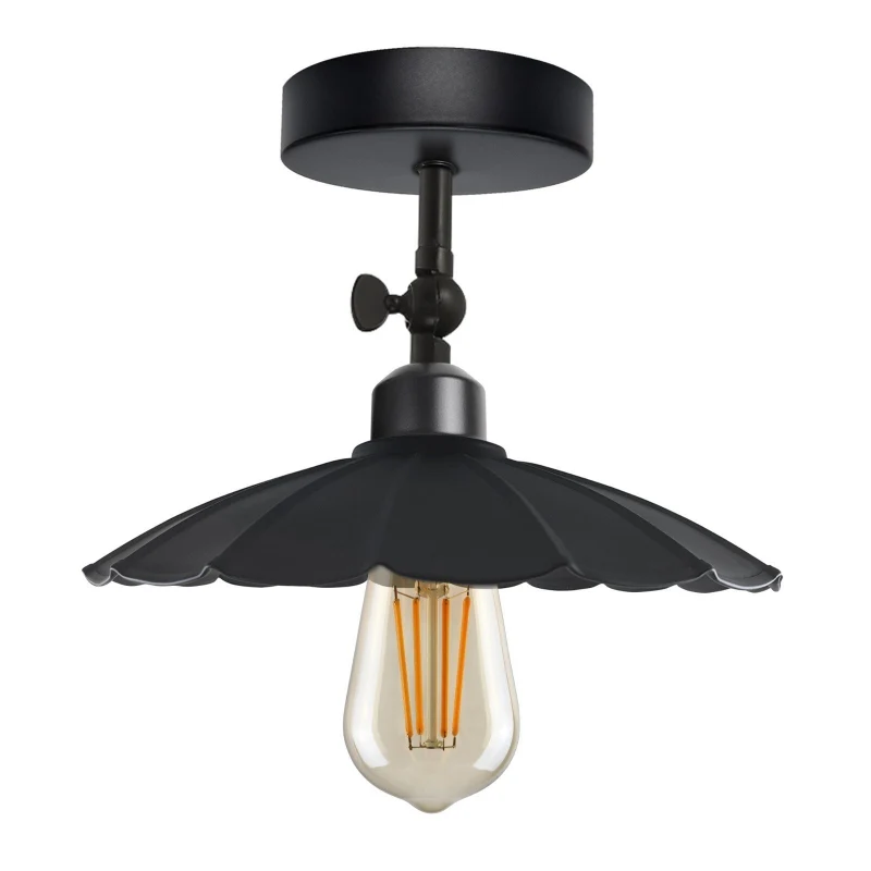 Industrial Flush Mount Deckenlampe Schwarz Retro Metall ~3727