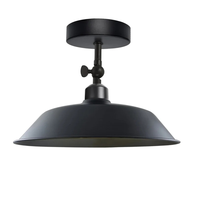 Industrial Flush Mount Deckenlampe Schwarz Retro Metall ~3727