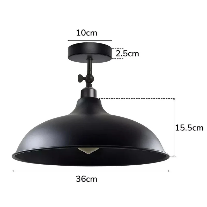 Industrial Flush Mount Deckenlampe Schwarz Retro Metall ~3727