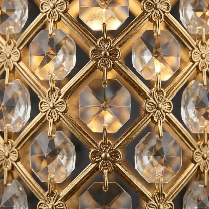 Ersatz-Kristalllampenschirm E27 Gold | Vintage deco kafig Lampenschirm~3639