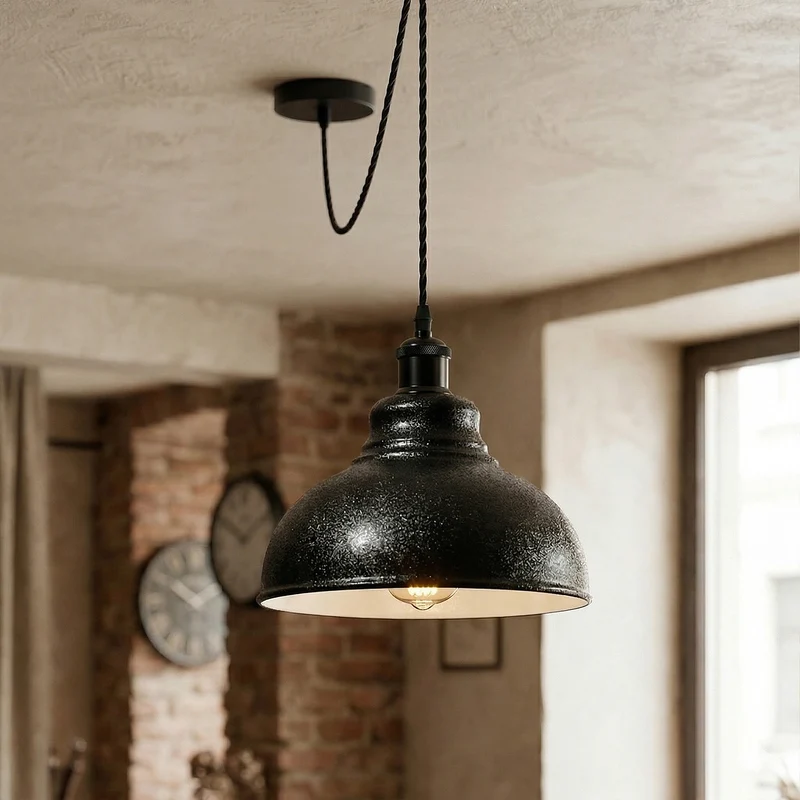 Vintage Spinnen Pendelleuchte schwarz E27 mit 2m verstellbarem Kabel | Ø 29cm ~3632