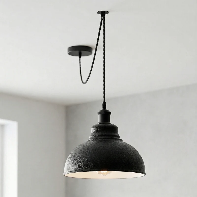 Vintage Spinnen Pendelleuchte schwarz E27 mit 2m verstellbarem Kabel | Ø 29cm ~3632