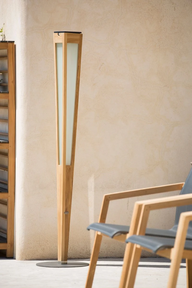 Les Jardins Solar-Fackel Tecka Naturel H 120cm aus Teakholz