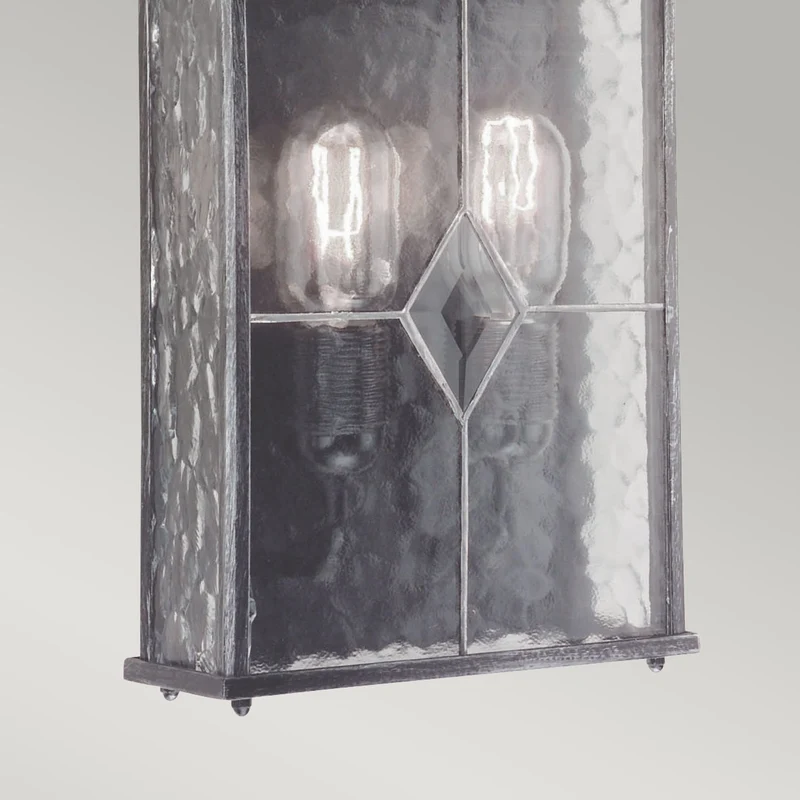 Außen-Wandlaterne Wexford 2-flammig Glas Schwarz, Silber