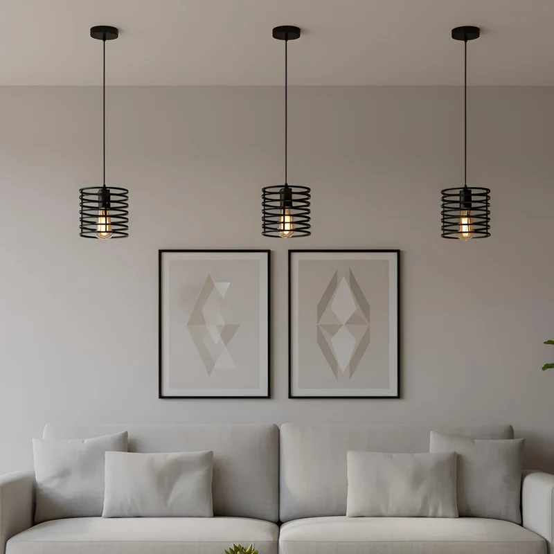 Retro Pendelleuchte Spiralkäfig Zylinder E27 ~3651