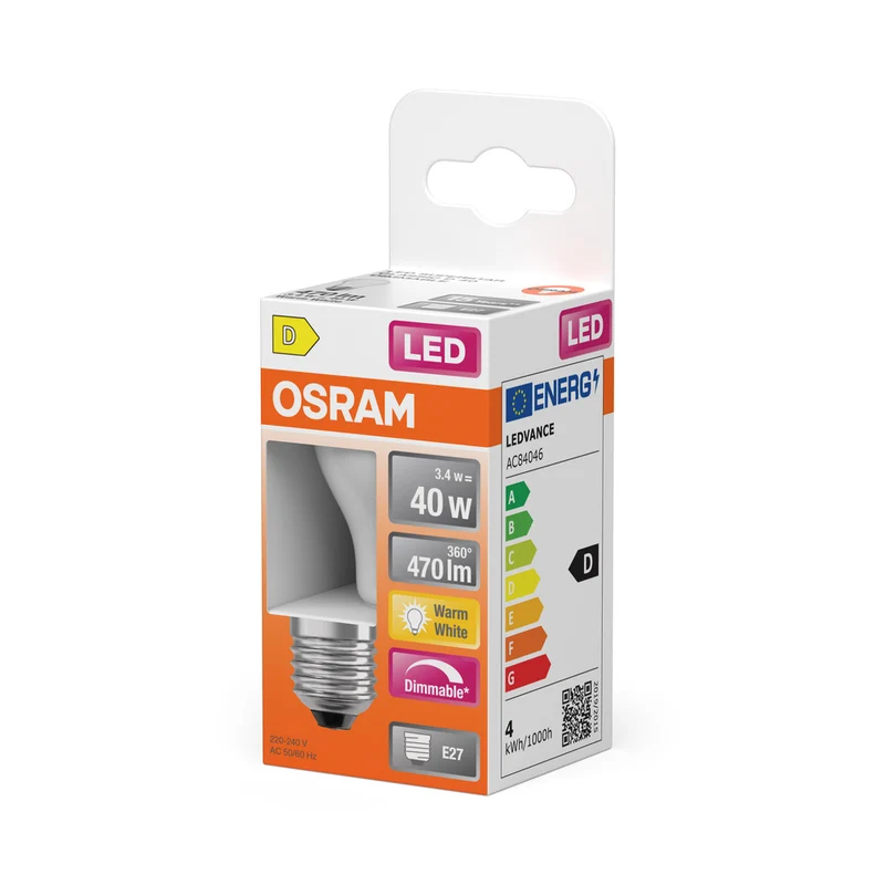 OSRAM LED Retrofit Classic P dimmbar 3.4W 827 matt E27