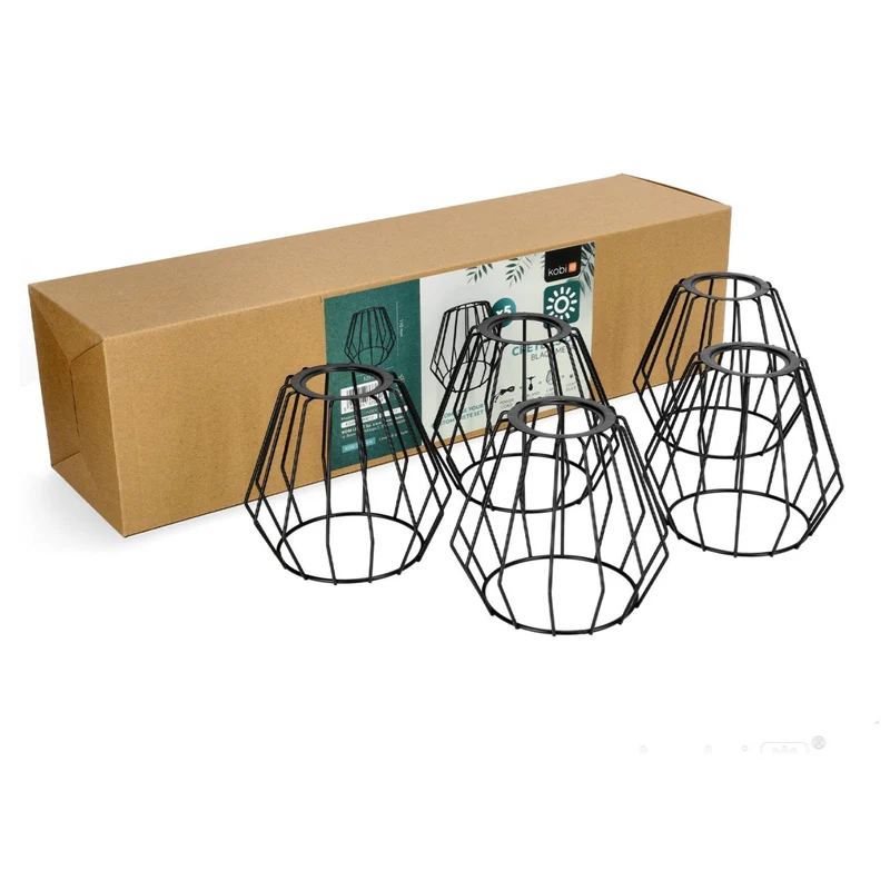 Komplettes Pinkabel mit 5x Lampenschirmen | 5 Meter | Industrieller Lampenschirm | Anschließbar | E27 | inkl. 1W-Lampen