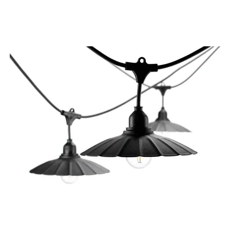 Komplettes Pinkabel mit 5x Lampenschirmen | 5 Meter | Schale | Anschließbar | E27 | inkl. 1W-Lampen