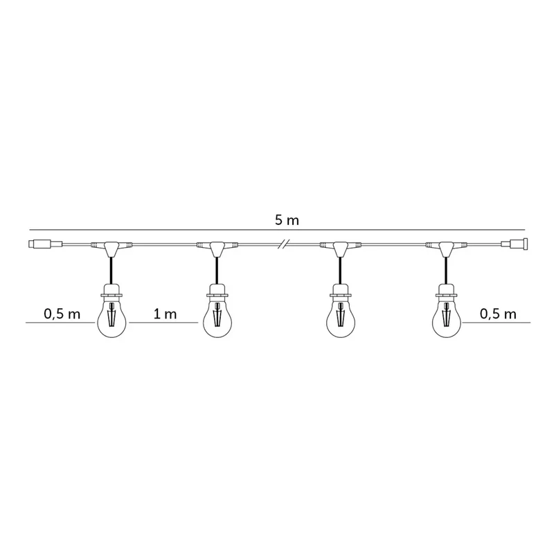 Komplettes Pinkabel mit 5x Lampenschirmen | 5 Meter | Schale | Anschließbar | E27 | inkl. 1W-Lampen