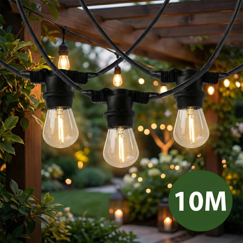 Komplettset | Pin-Kabel 10 Meter | inkl. 10 Glühlampen | 1W | 2700K