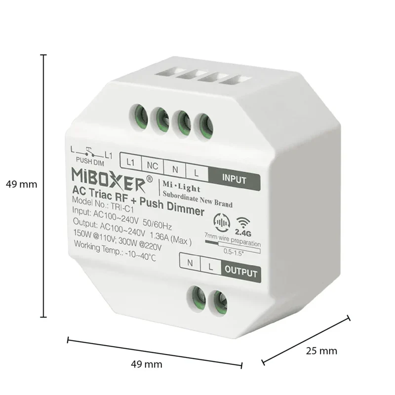 Bundle-Paket | 3x Triac-Funkdimmer | 100-240V | inkl. Mi-light-Fernbedienung | Weiß